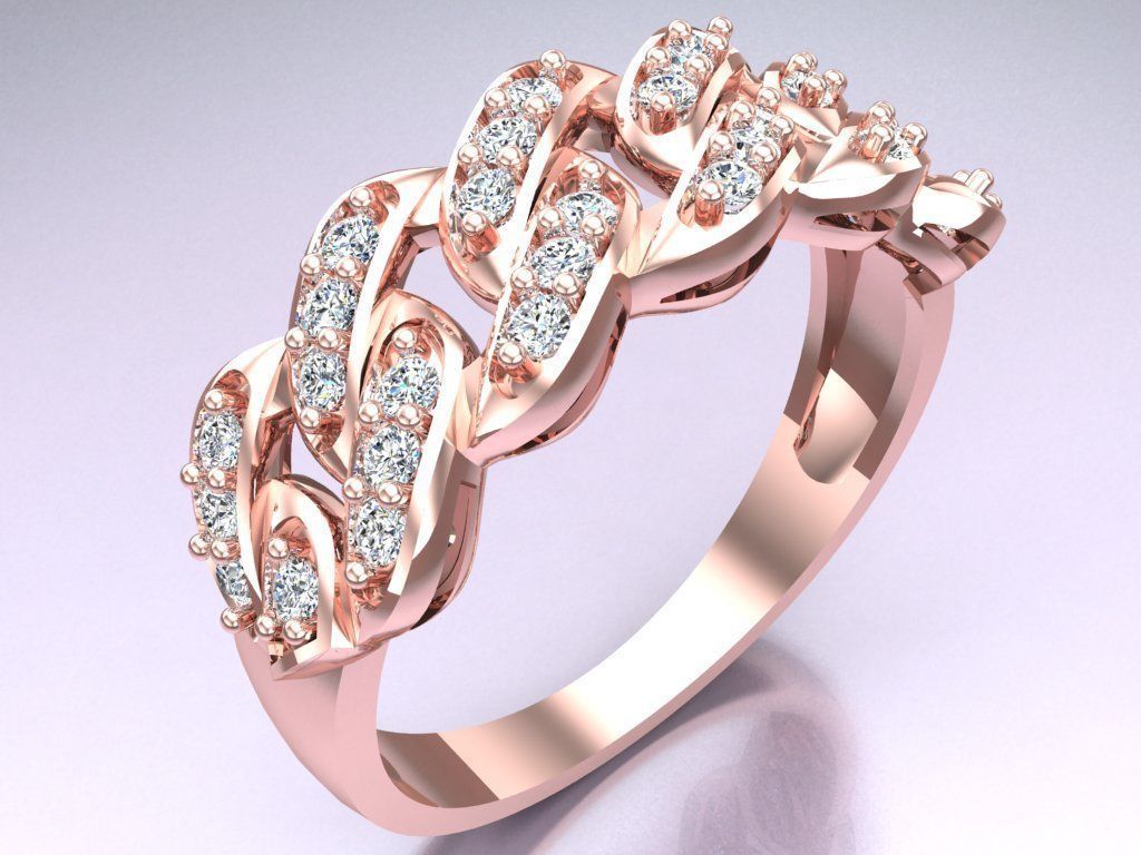 Chain ring - Miami Cuban ring - Link ring - N367 3D print model_4