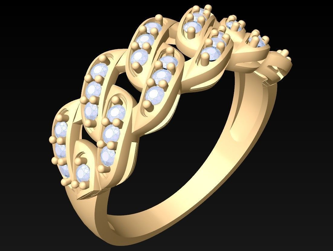Chain ring - Miami Cuban ring - Link ring - N367 3D print model_5