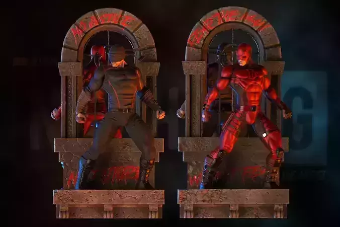 Fan Art - Daredevil Past and present - Diorama 2 in 1 3D print model