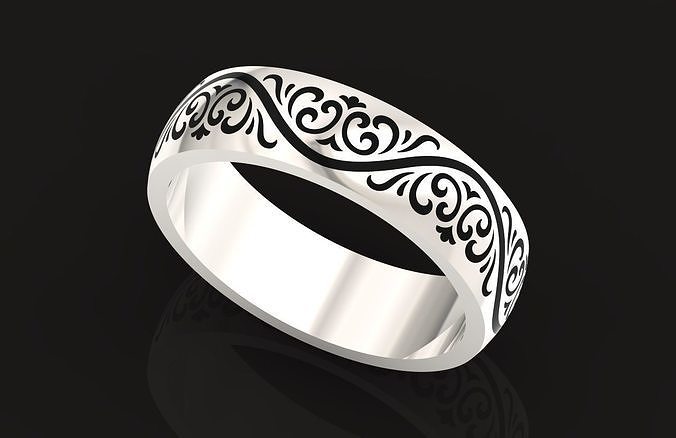 wedding ring with enamel patterns and ornaments 664 3D print model