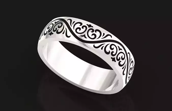 wedding ring with enamel patterns and ornaments 664