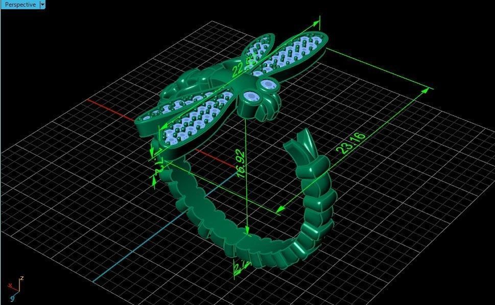 dragonfly ring adjustable size 665 3D print model_34