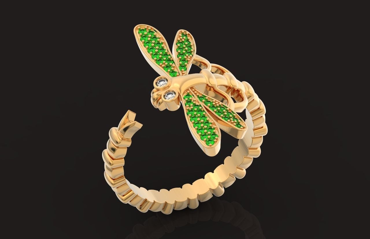 dragonfly ring adjustable size 665 3D print model_28