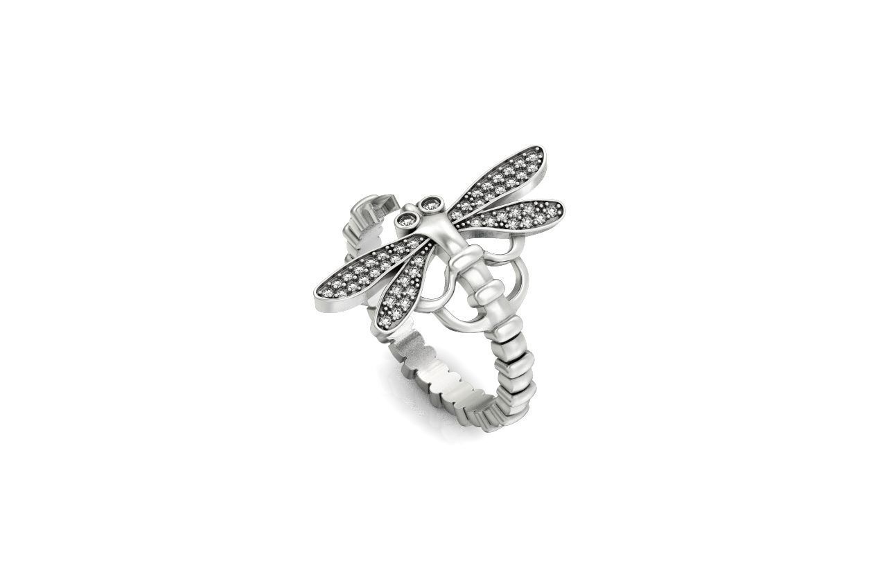 dragonfly ring adjustable size 665 3D print model_4