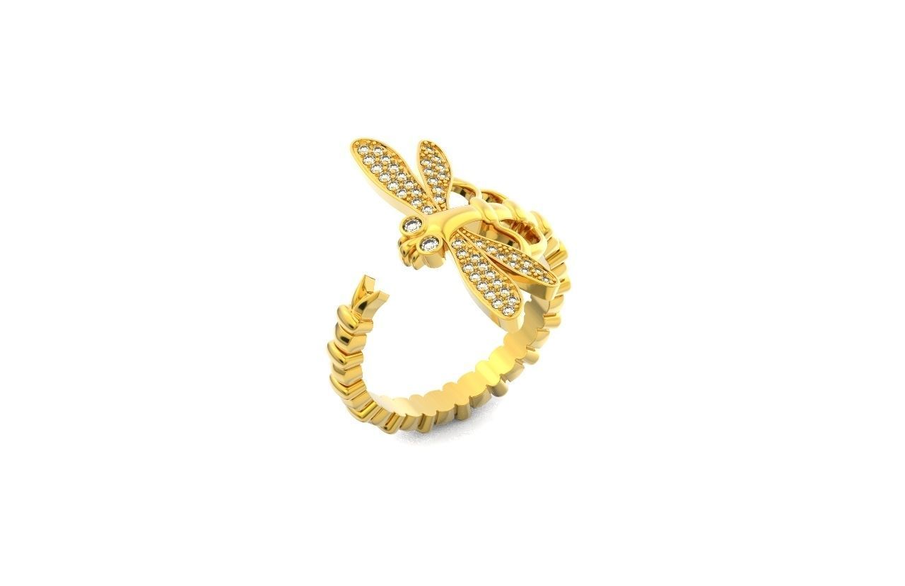 dragonfly ring adjustable size 665 3D print model_22