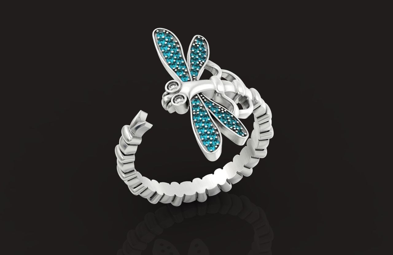 dragonfly ring adjustable size 665 3D print model_1