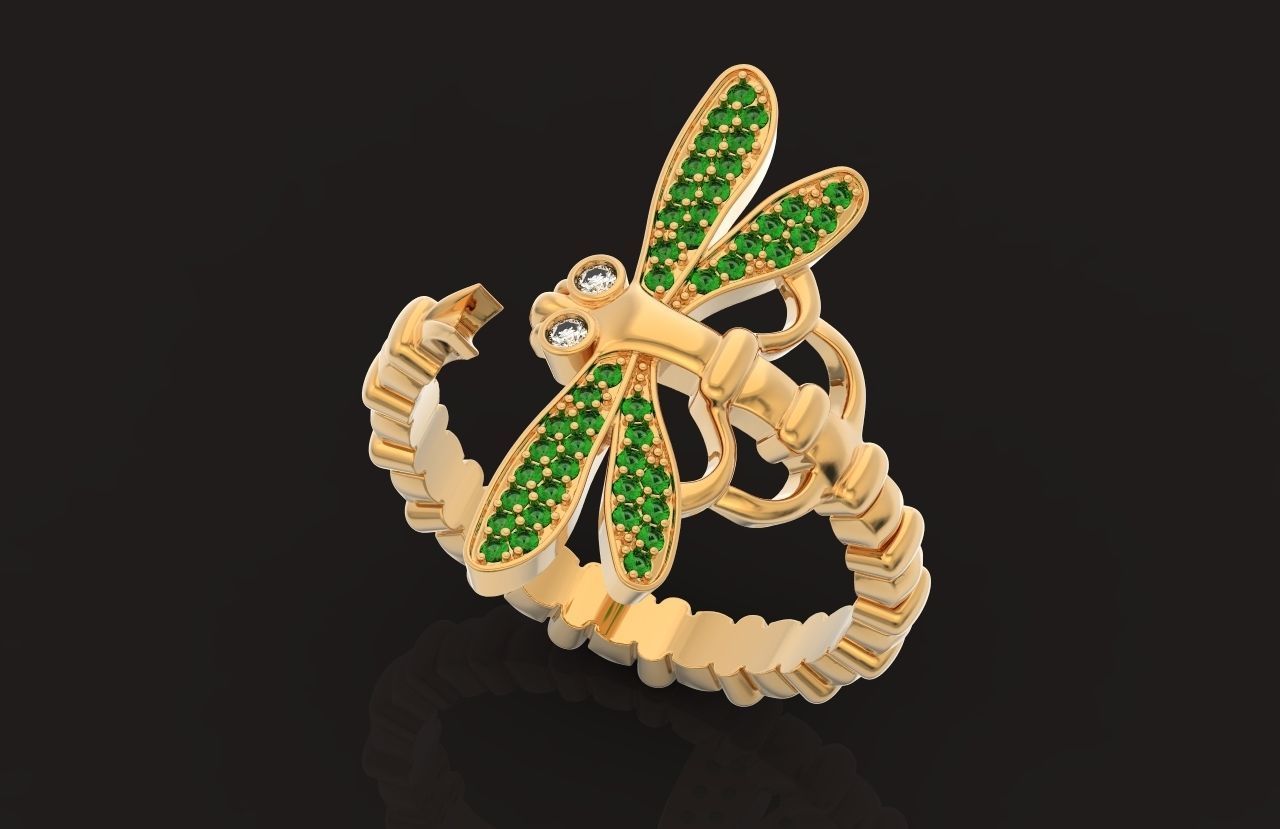 dragonfly ring adjustable size 665 3D print model_30