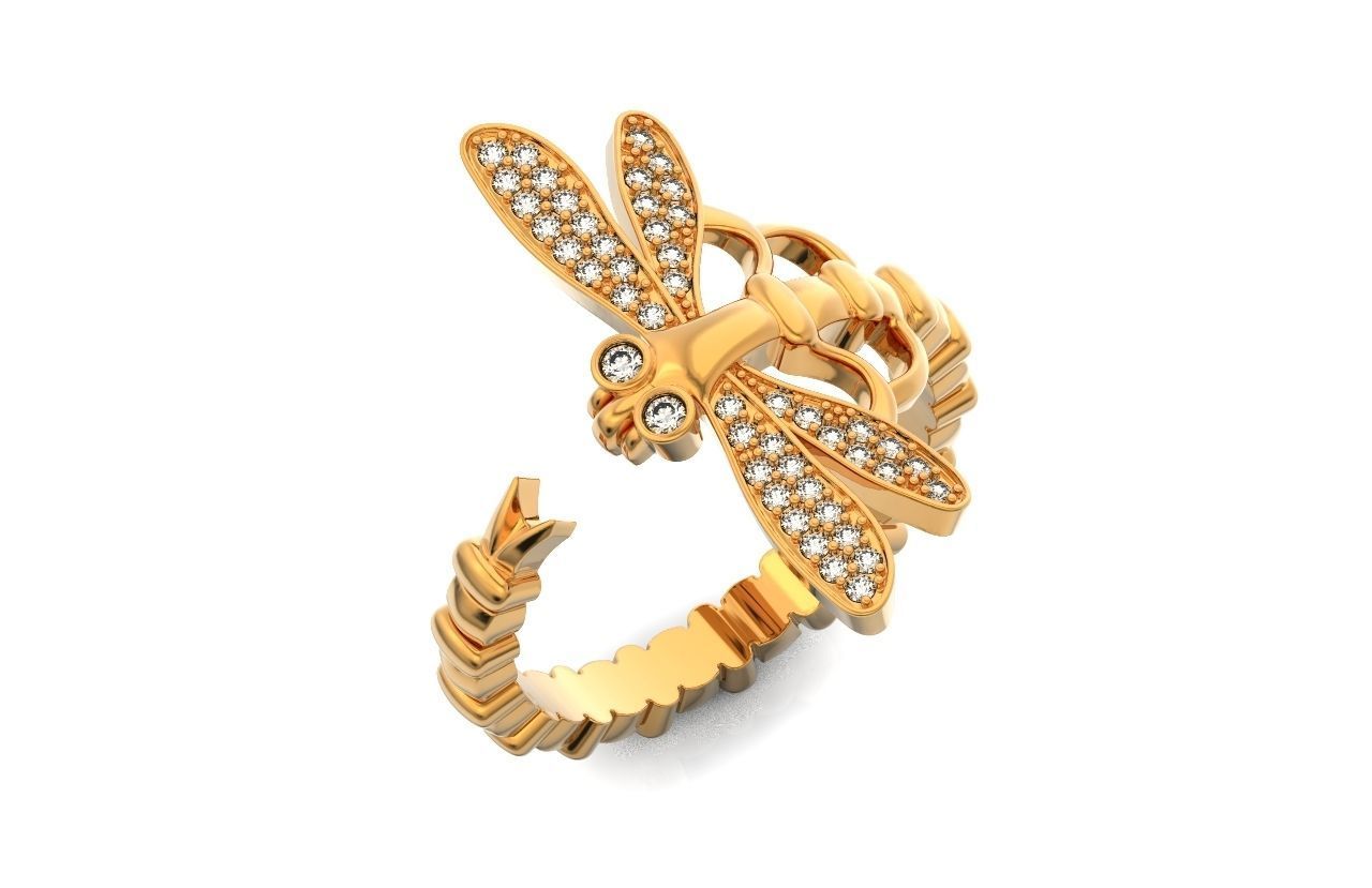 dragonfly ring adjustable size 665 3D print model_14