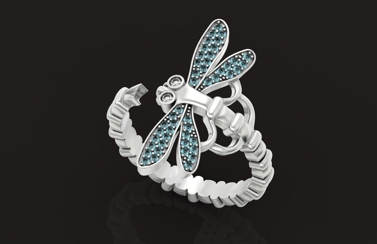 dragonfly ring adjustable size 665 3D print model_31