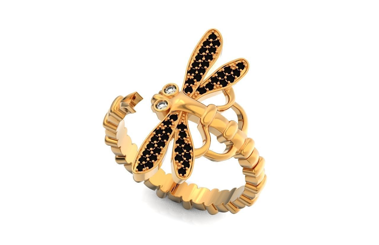 dragonfly ring adjustable size 665 3D print model_12