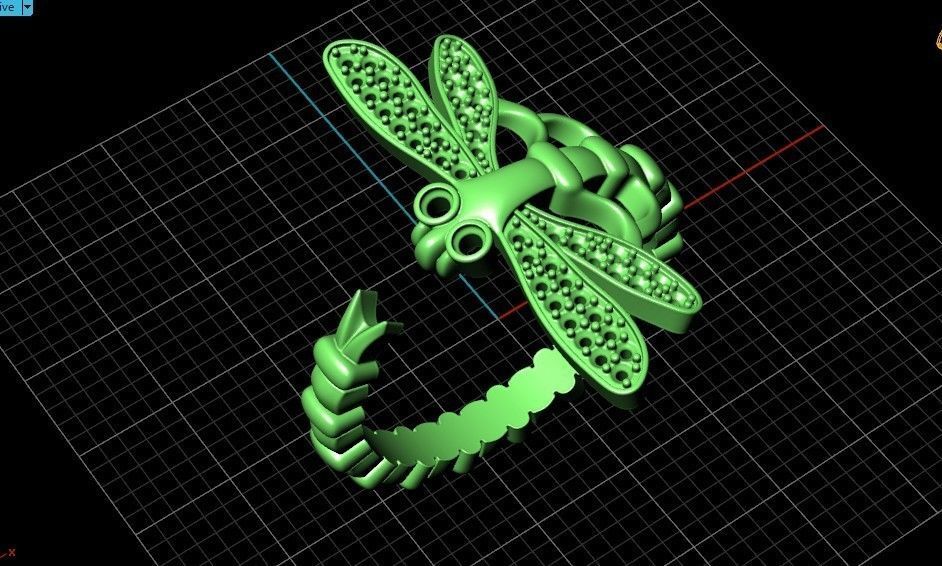 dragonfly ring adjustable size 665 3D print model_36