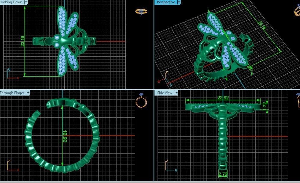 dragonfly ring adjustable size 665 3D print model_7