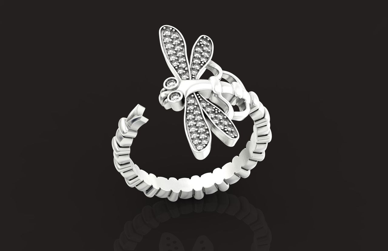 dragonfly ring adjustable size 665 3D print model_27
