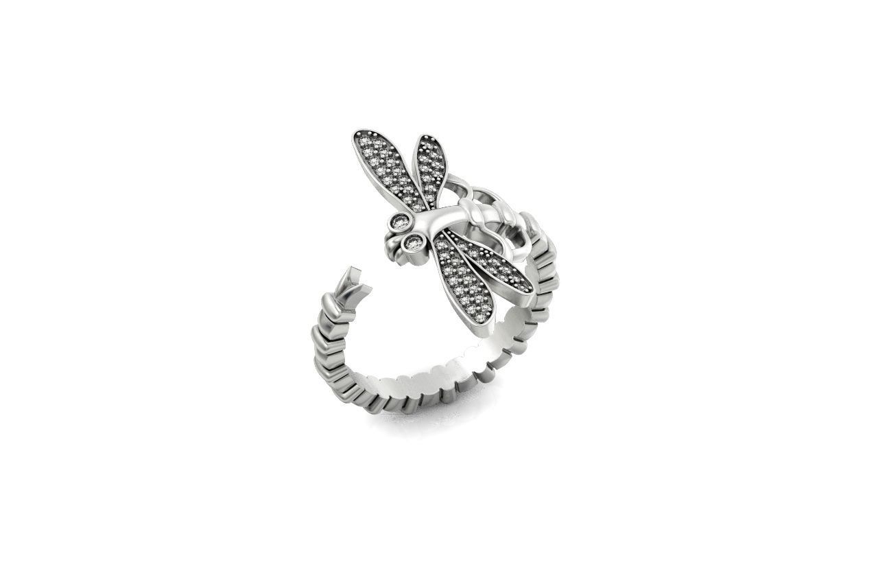 dragonfly ring adjustable size 665 3D print model_2