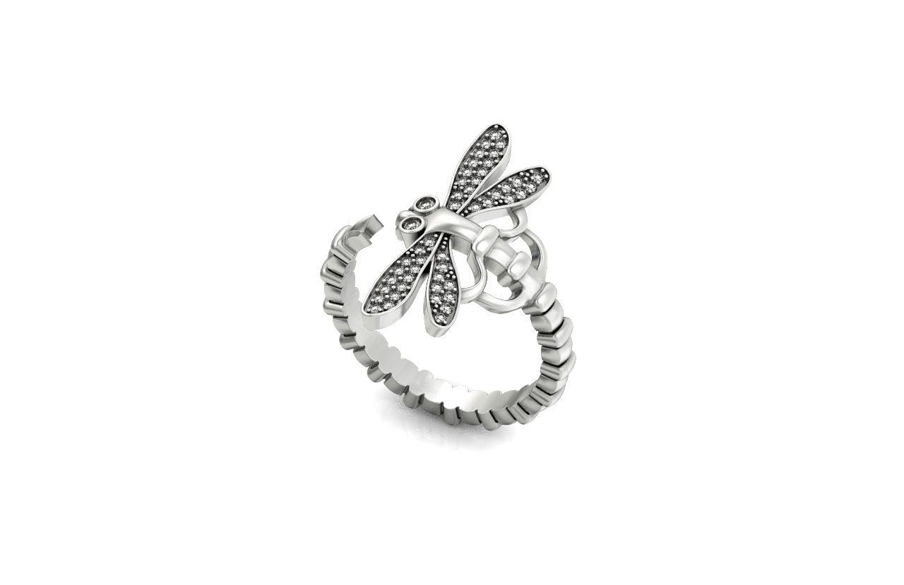 dragonfly ring adjustable size 665 3D print model_3