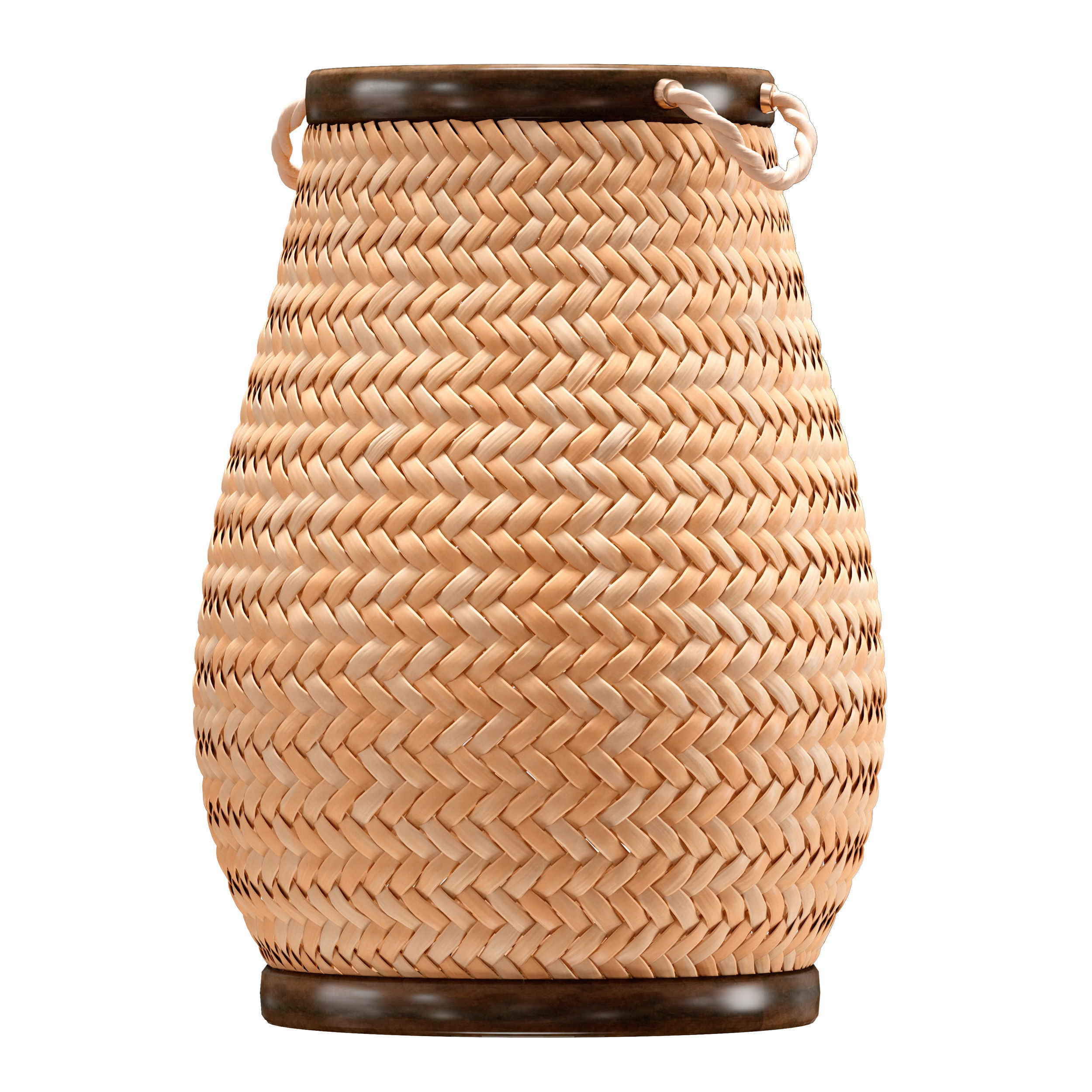 Wicker laundry basket with handles 3D model_7