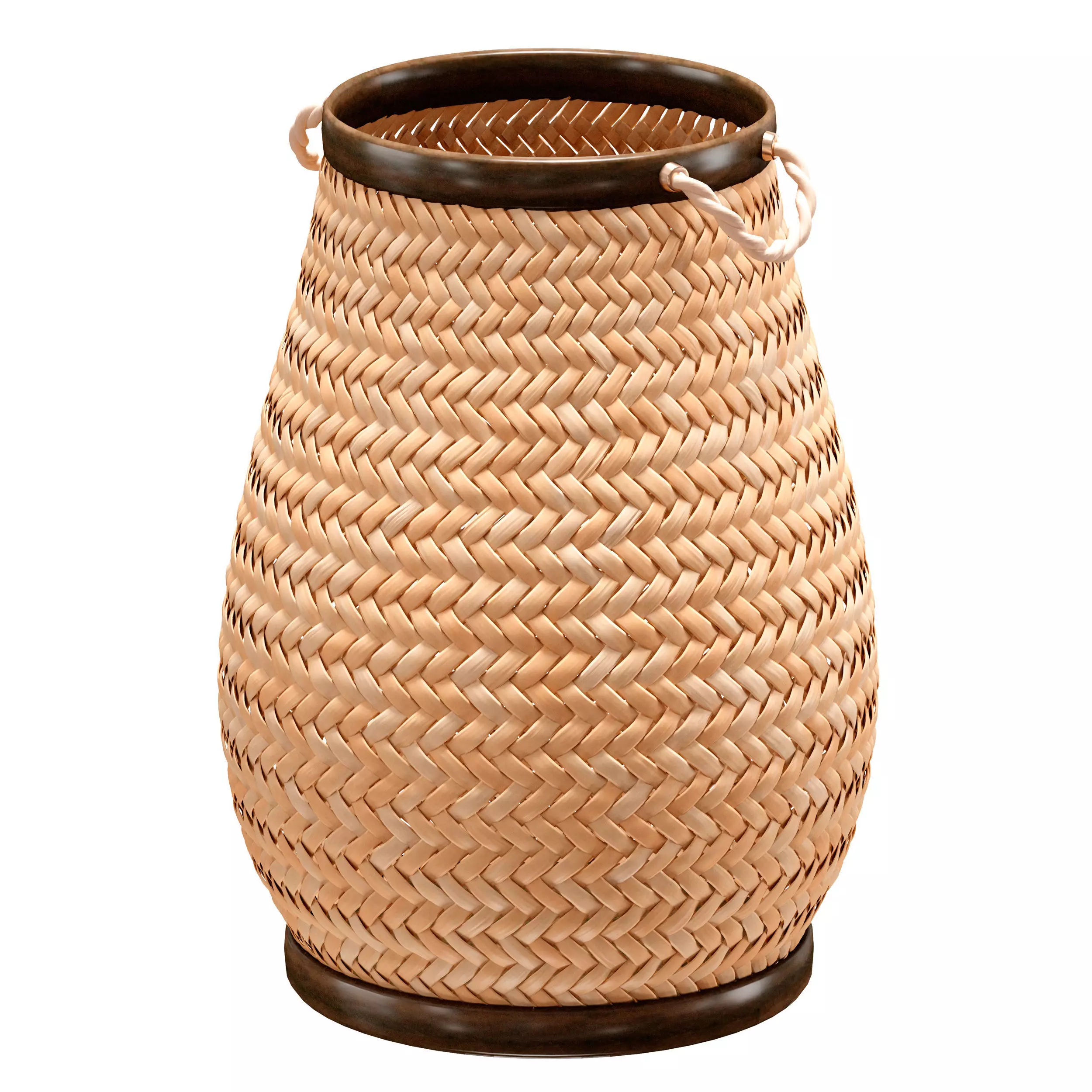 Wicker laundry basket with handles 3D model_0