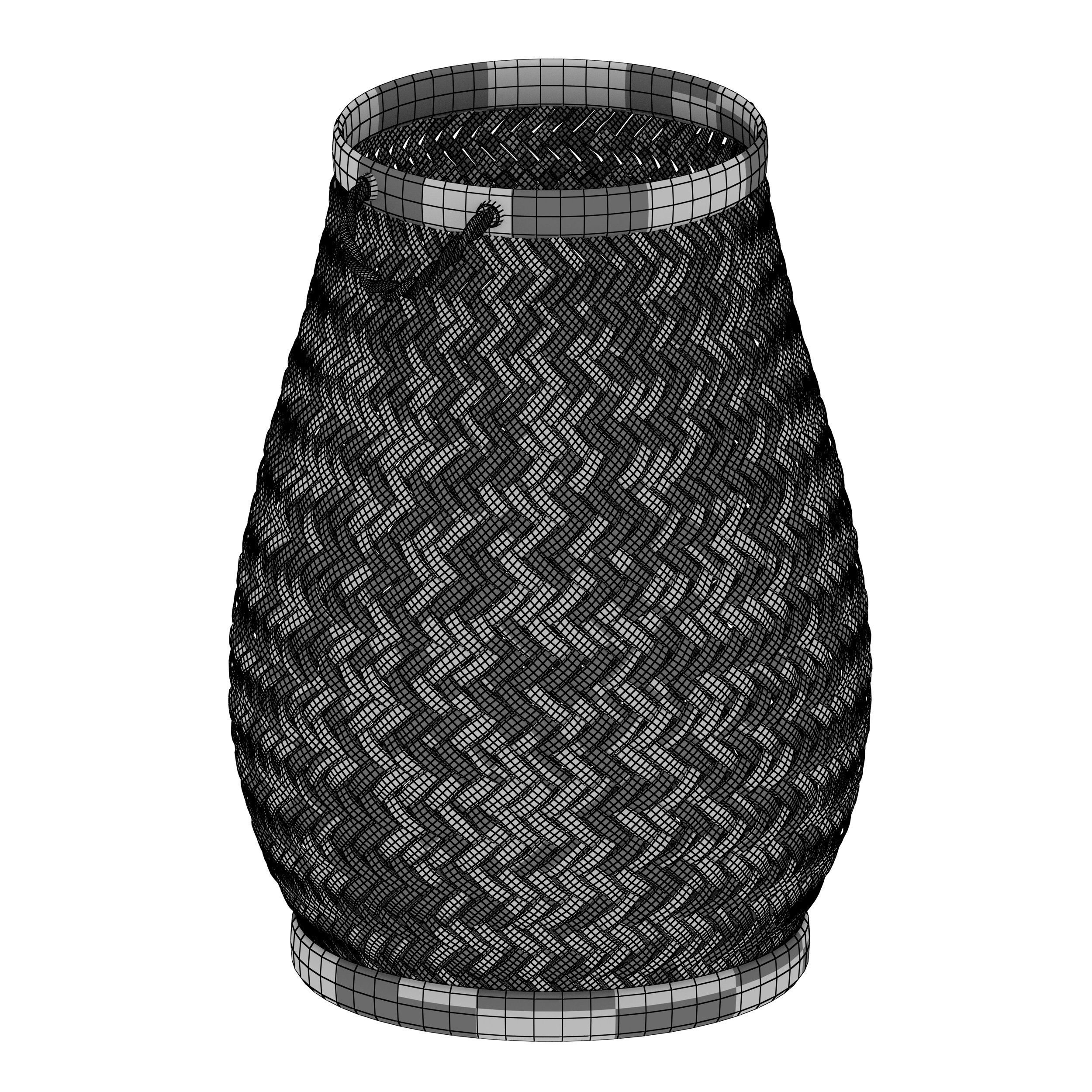 Wicker laundry basket with handles 3D model_10