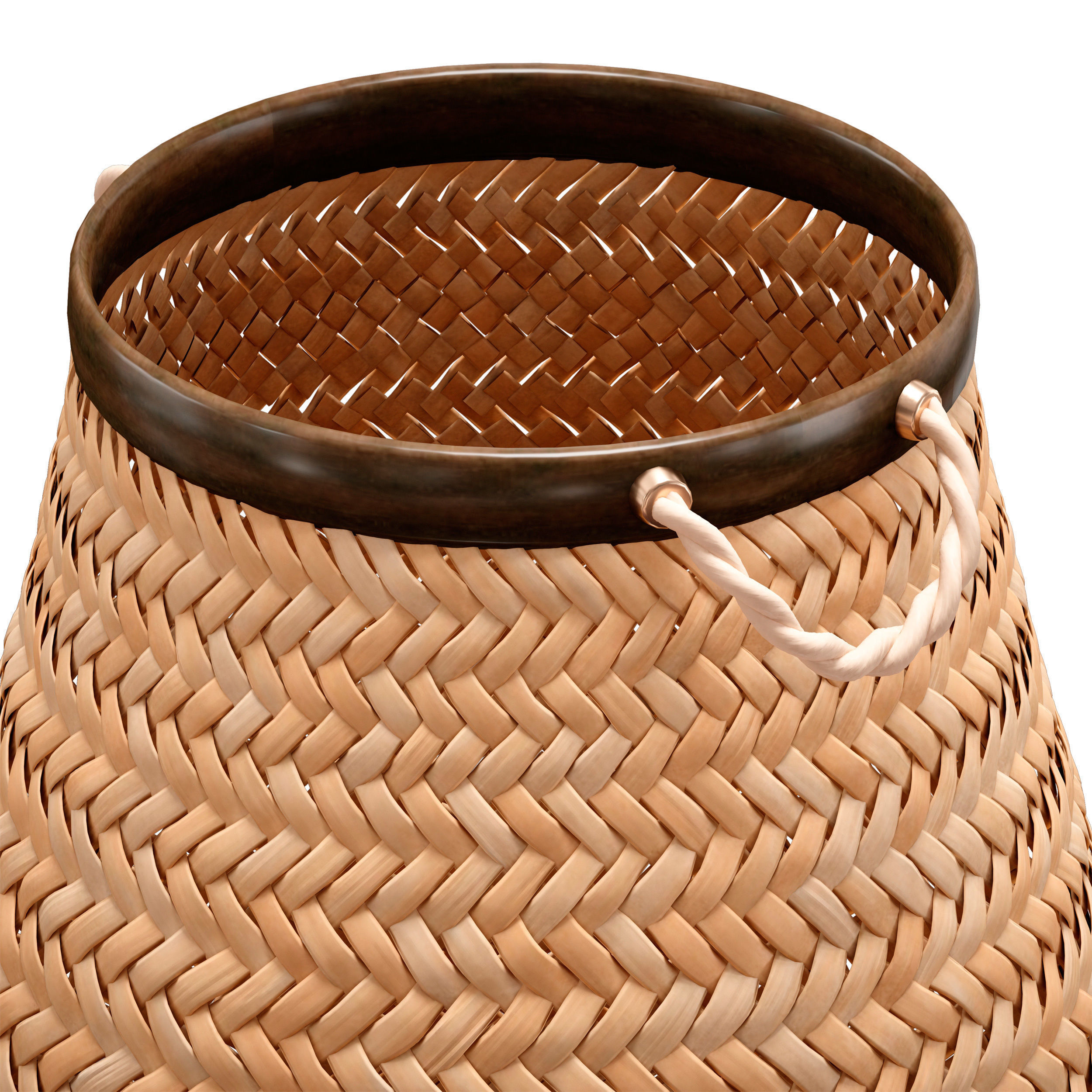 Wicker laundry basket with handles 3D model_8