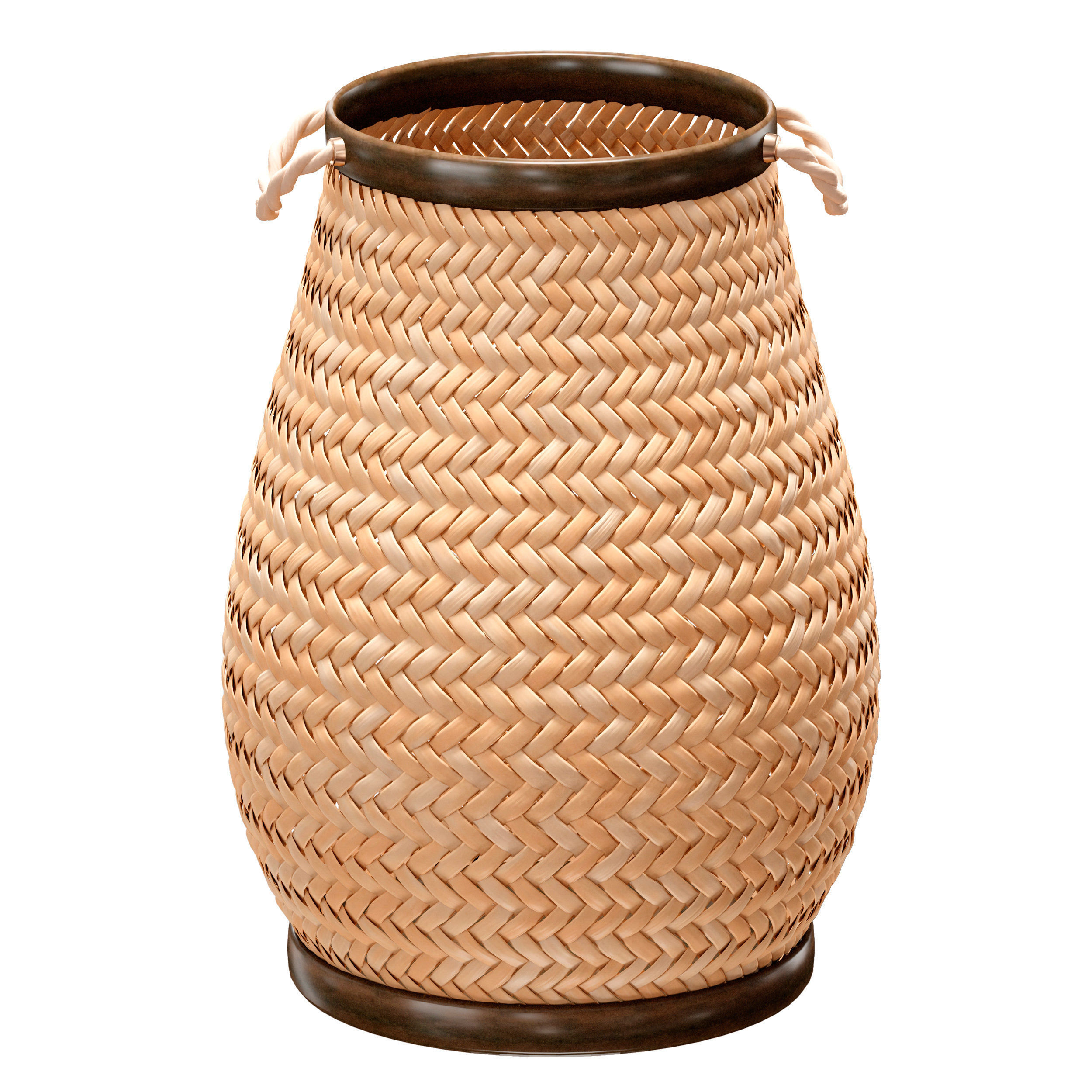 Wicker laundry basket with handles 3D model_5