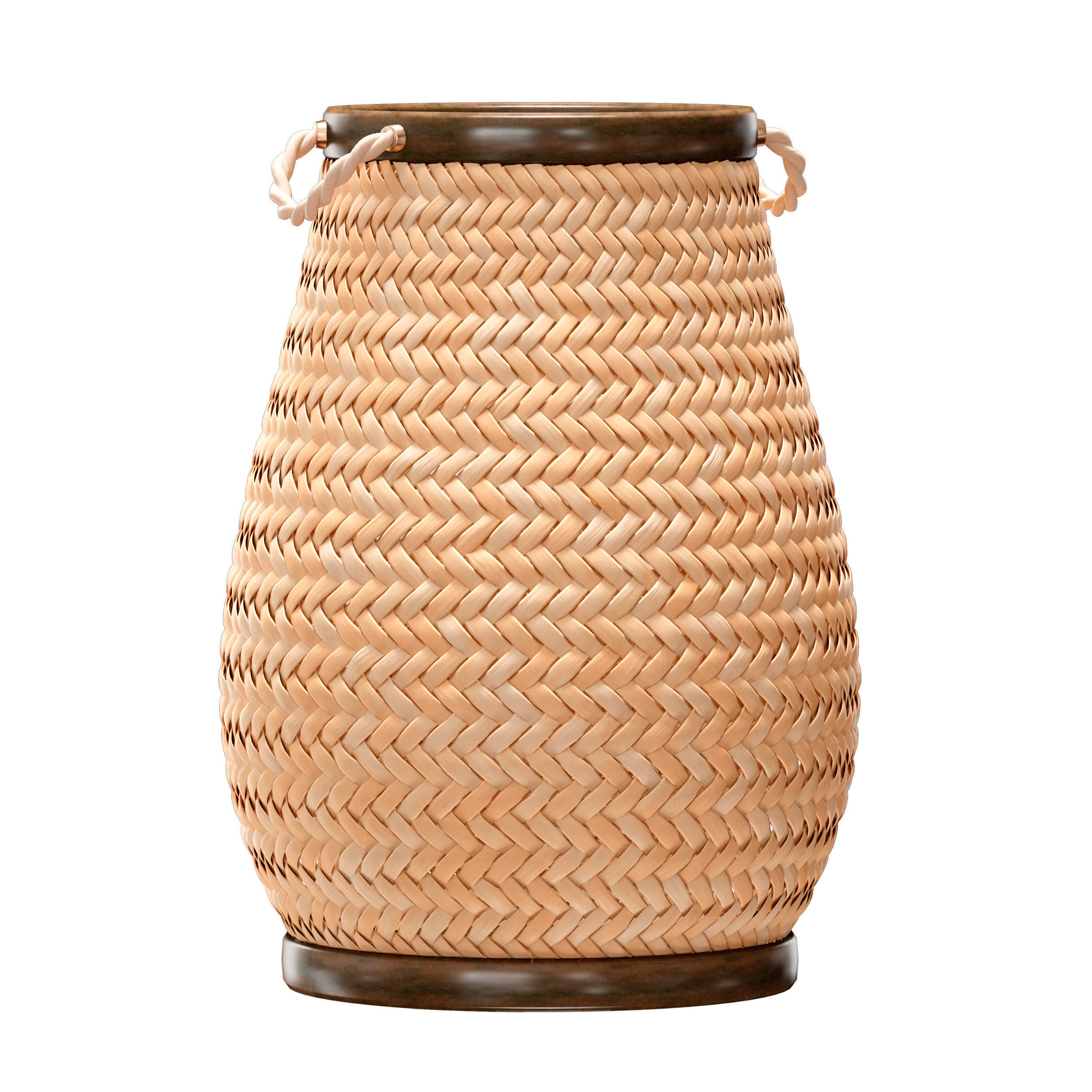 Wicker laundry basket with handles 3D model_2