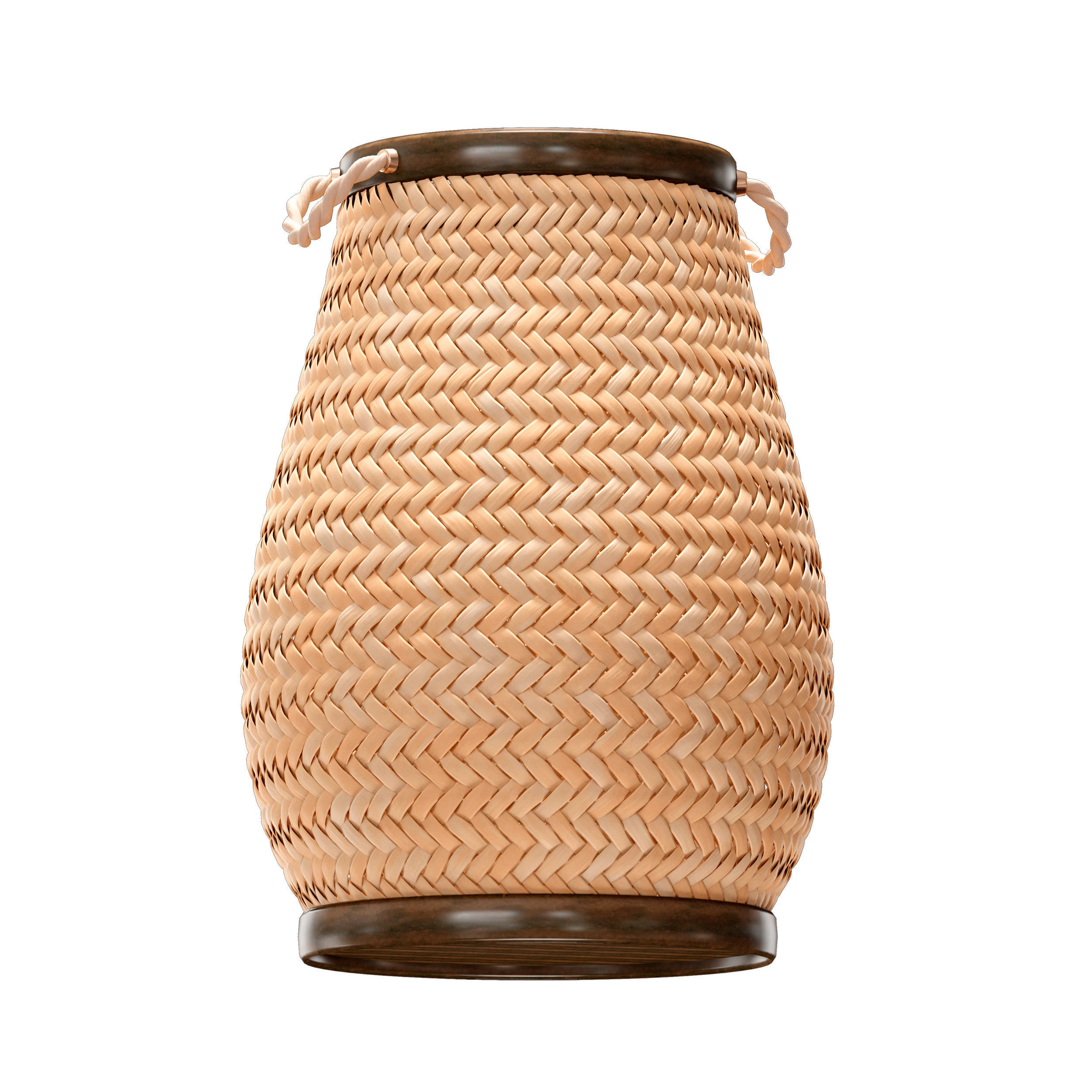 Wicker laundry basket with handles 3D model_3