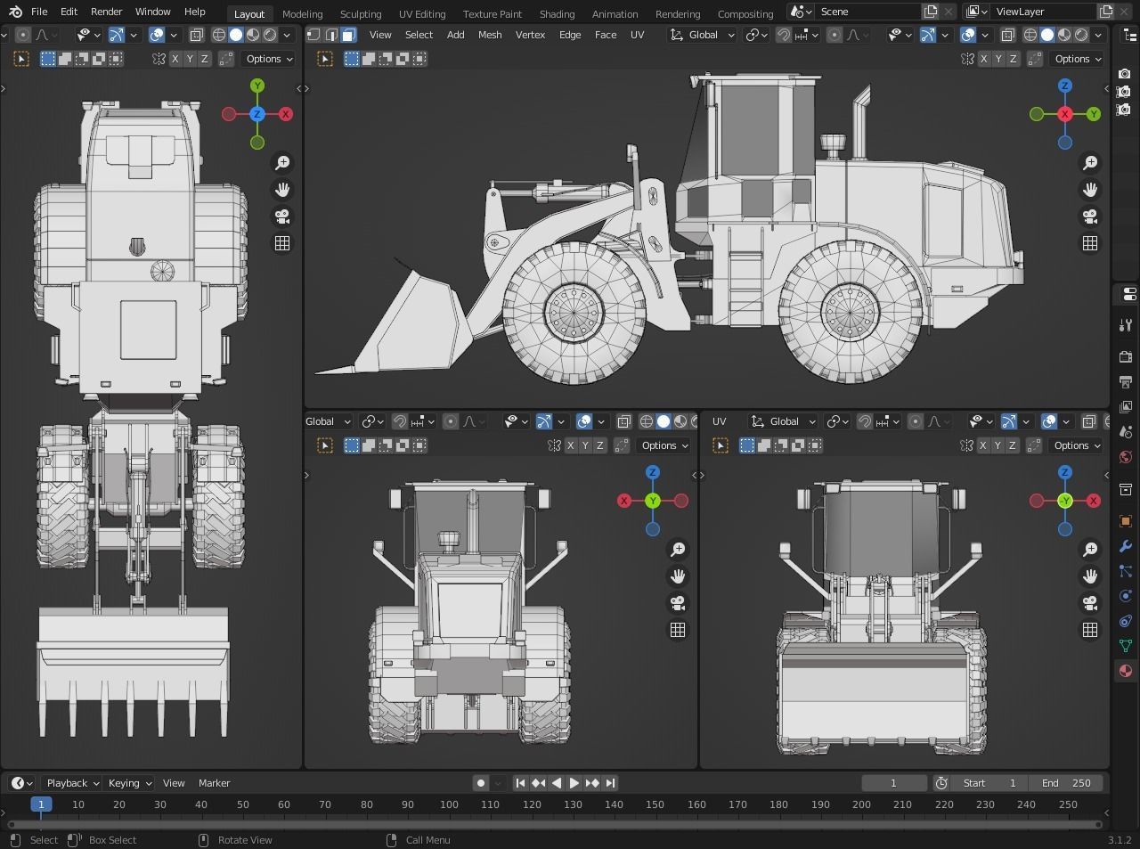 Loader wheel Low-poly 3D model_12