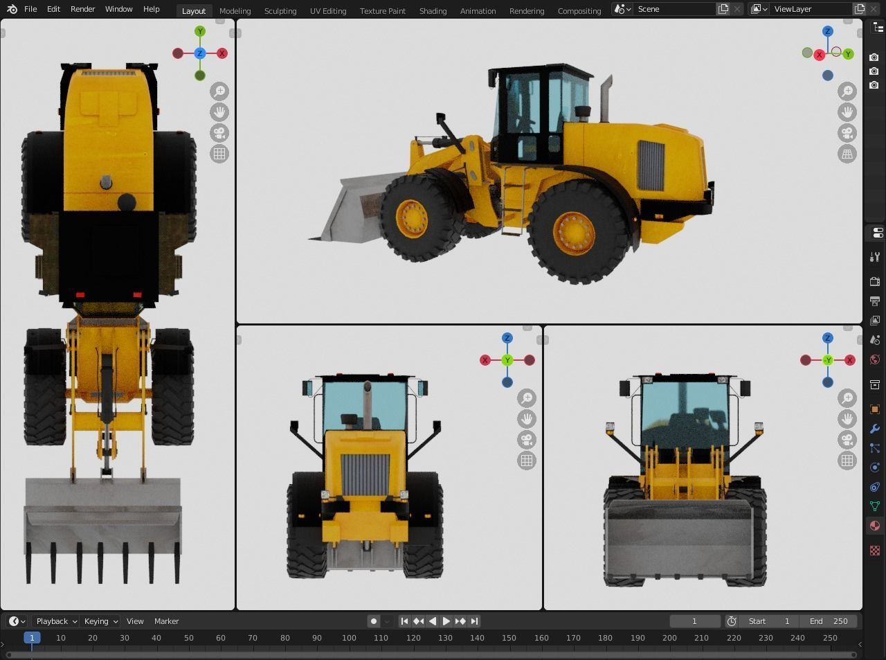 Loader wheel Low-poly 3D model_13