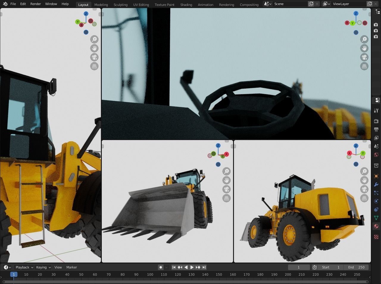 Loader wheel Low-poly 3D model_15