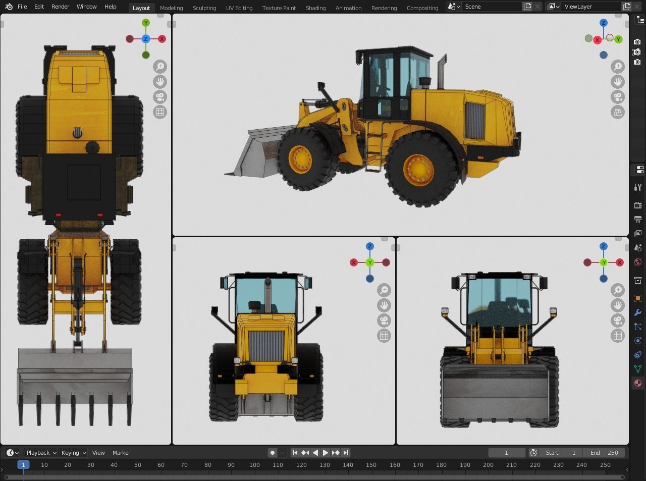 Loader wheel Low-poly 3D model_16