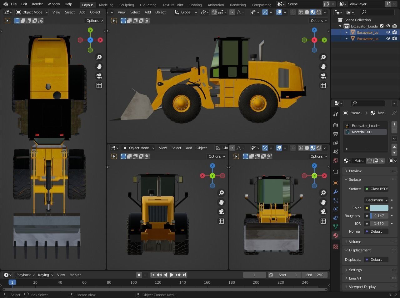 Loader wheel Low-poly 3D model_14