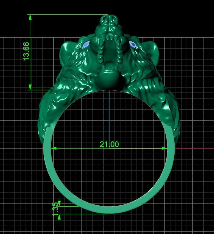 mens set ring wolf and cufflinks with stones  3D Model Collection_23