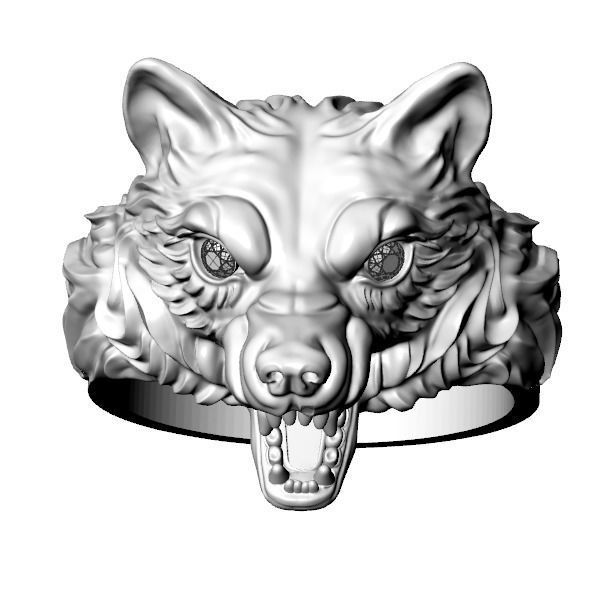 mens set ring wolf and cufflinks with stones  3D Model Collection_27