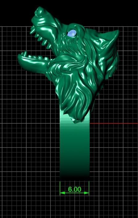 mens set ring wolf and cufflinks with stones  3D Model Collection_25