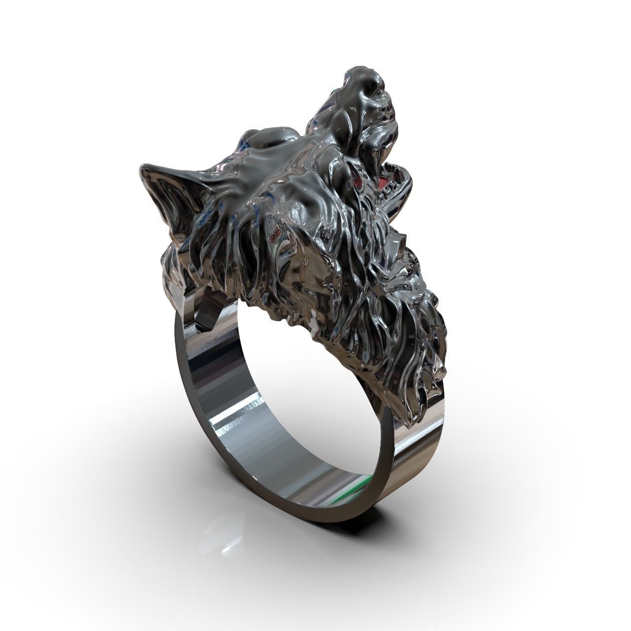 mens set ring wolf and cufflinks with stones  3D Model Collection_32