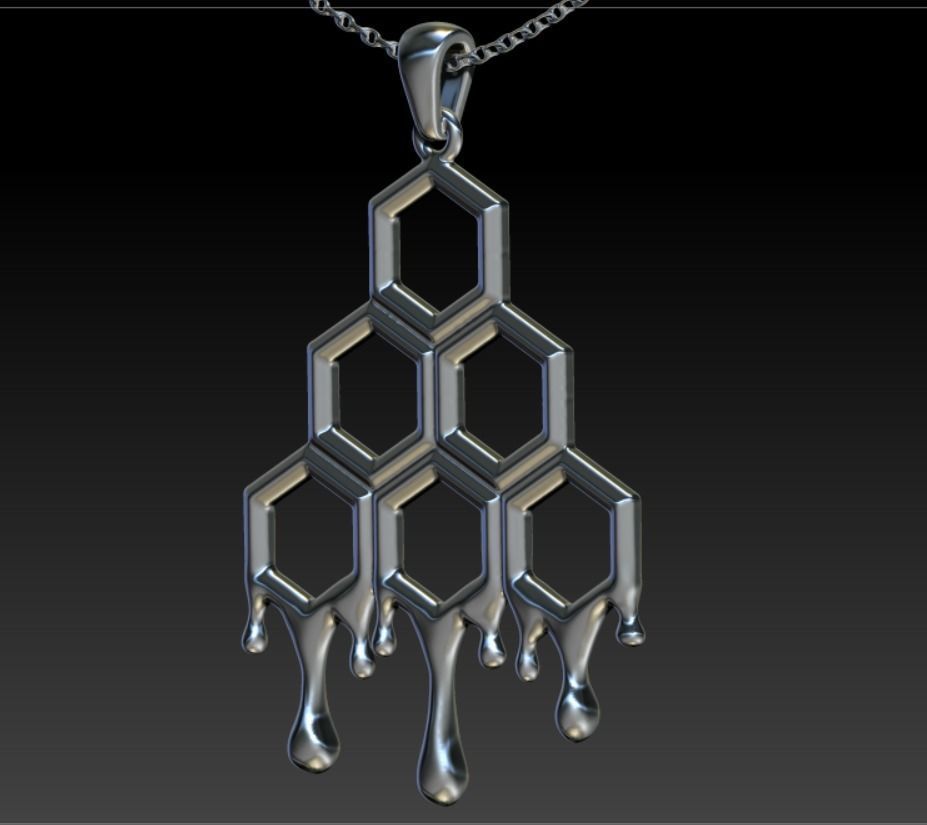 Pendant Honeycomb Honey Bees 3D print model_12