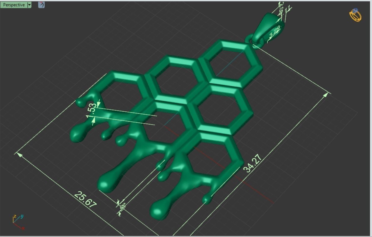 Pendant Honeycomb Honey Bees 3D print model_5
