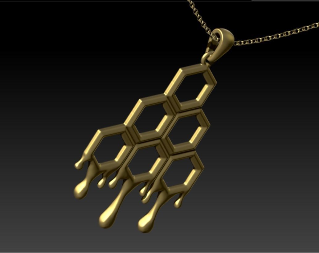 Pendant Honeycomb Honey Bees 3D print model_7