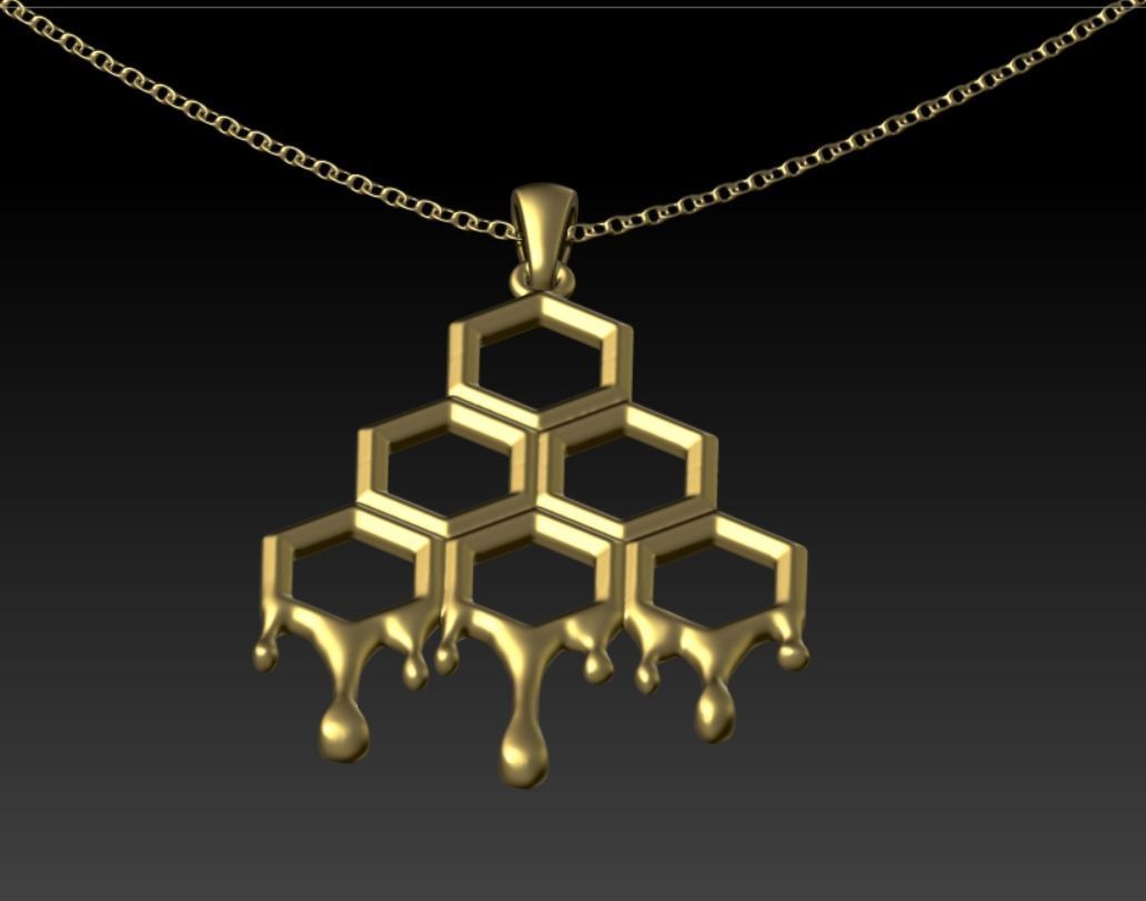 Pendant Honeycomb Honey Bees 3D print model_8