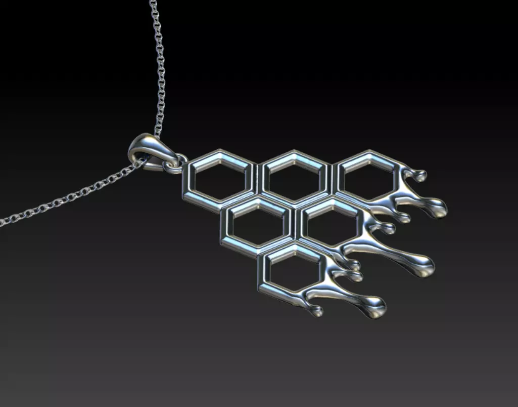 Pendant Honeycomb Honey Bees 3D print model_0