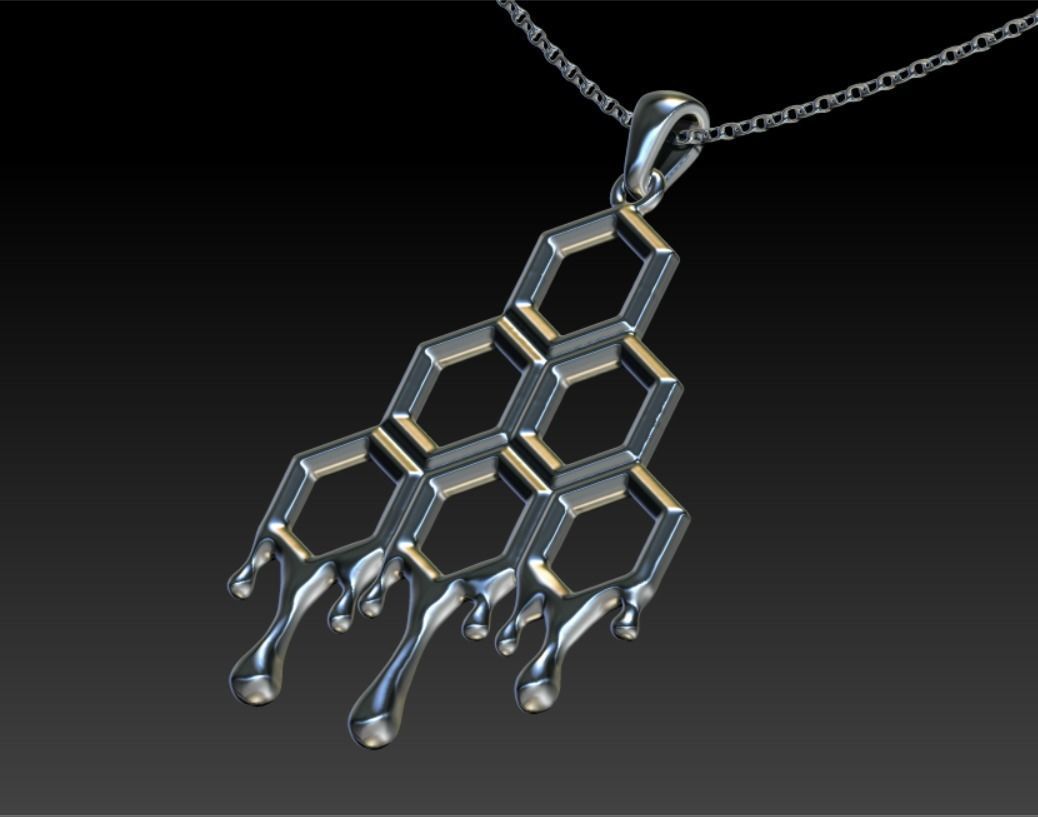Pendant Honeycomb Honey Bees 3D print model_11