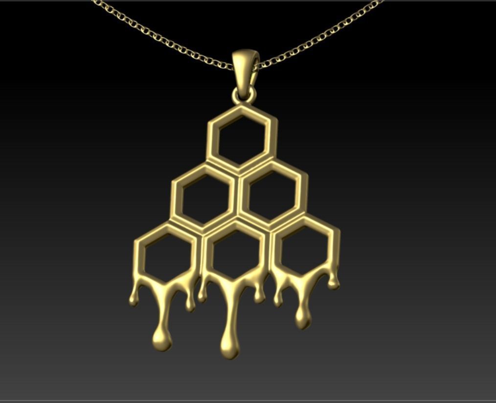 Pendant Honeycomb Honey Bees 3D print model_1