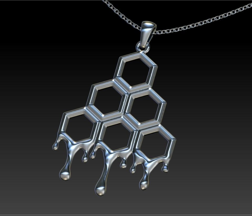 Pendant Honeycomb Honey Bees 3D print model_13