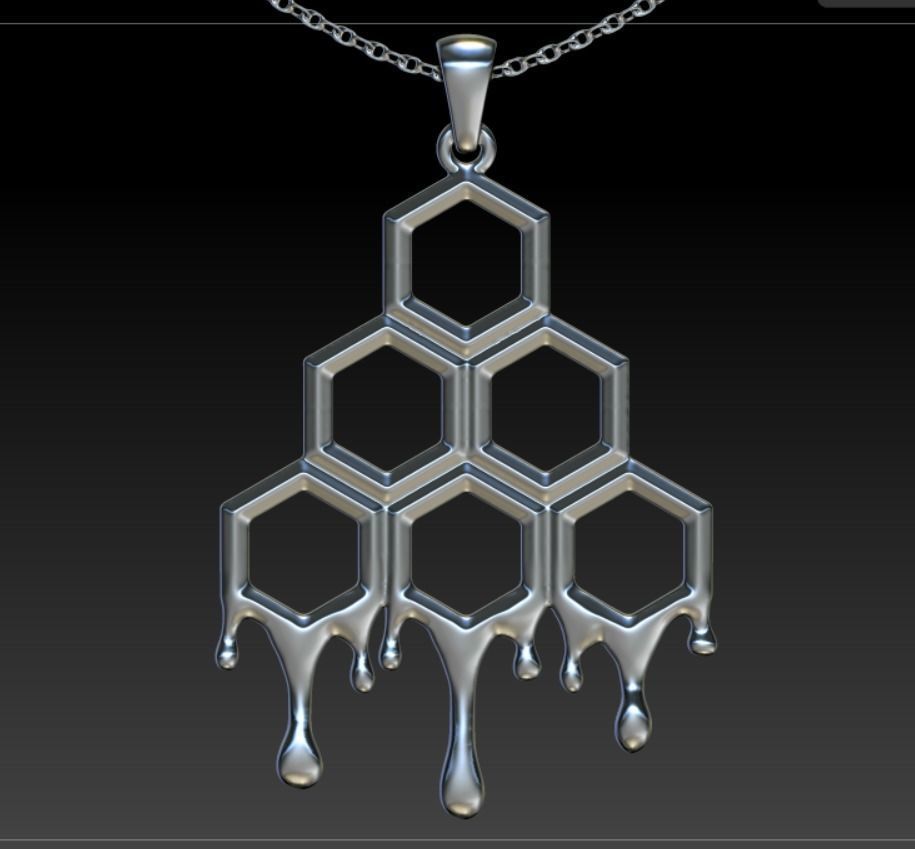 Pendant Honeycomb Honey Bees 3D print model_10