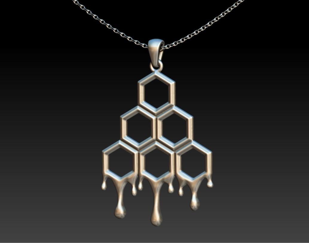 Pendant Honeycomb Honey Bees 3D print model_9