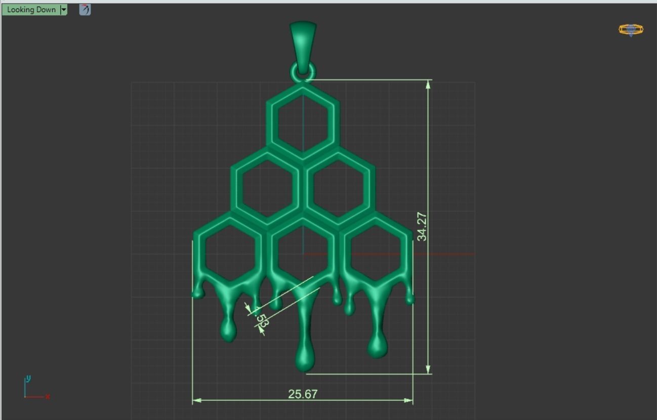 Pendant Honeycomb Honey Bees 3D print model_4