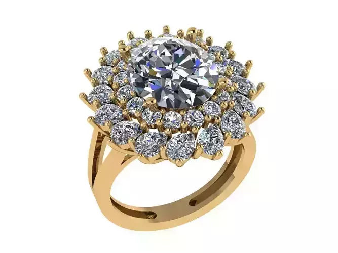 Ring434 gold ring with diamonds in center