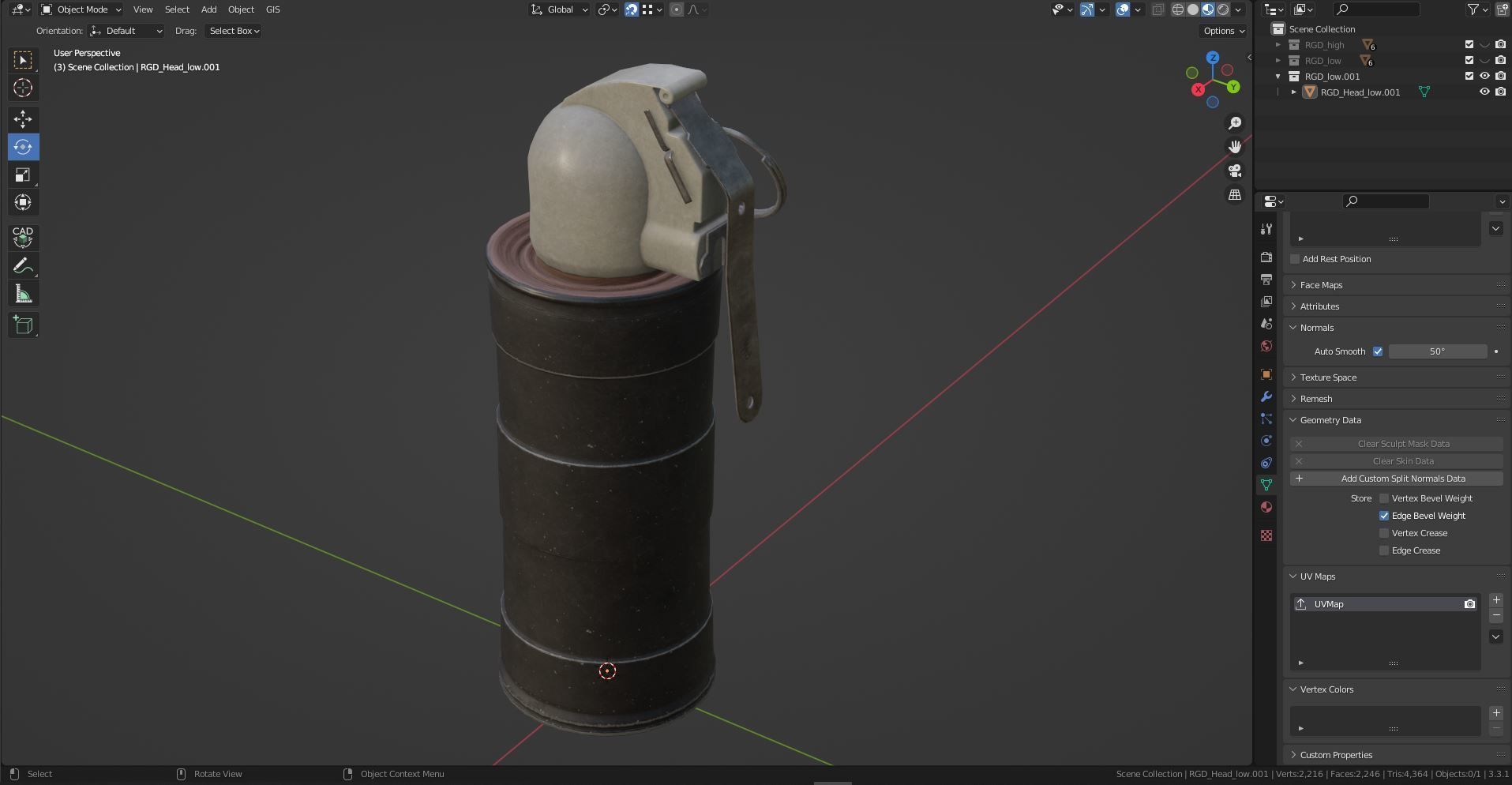 MILITARY Game Ready Soviet GRD Smoke Grenade Low-poly 3D model_5