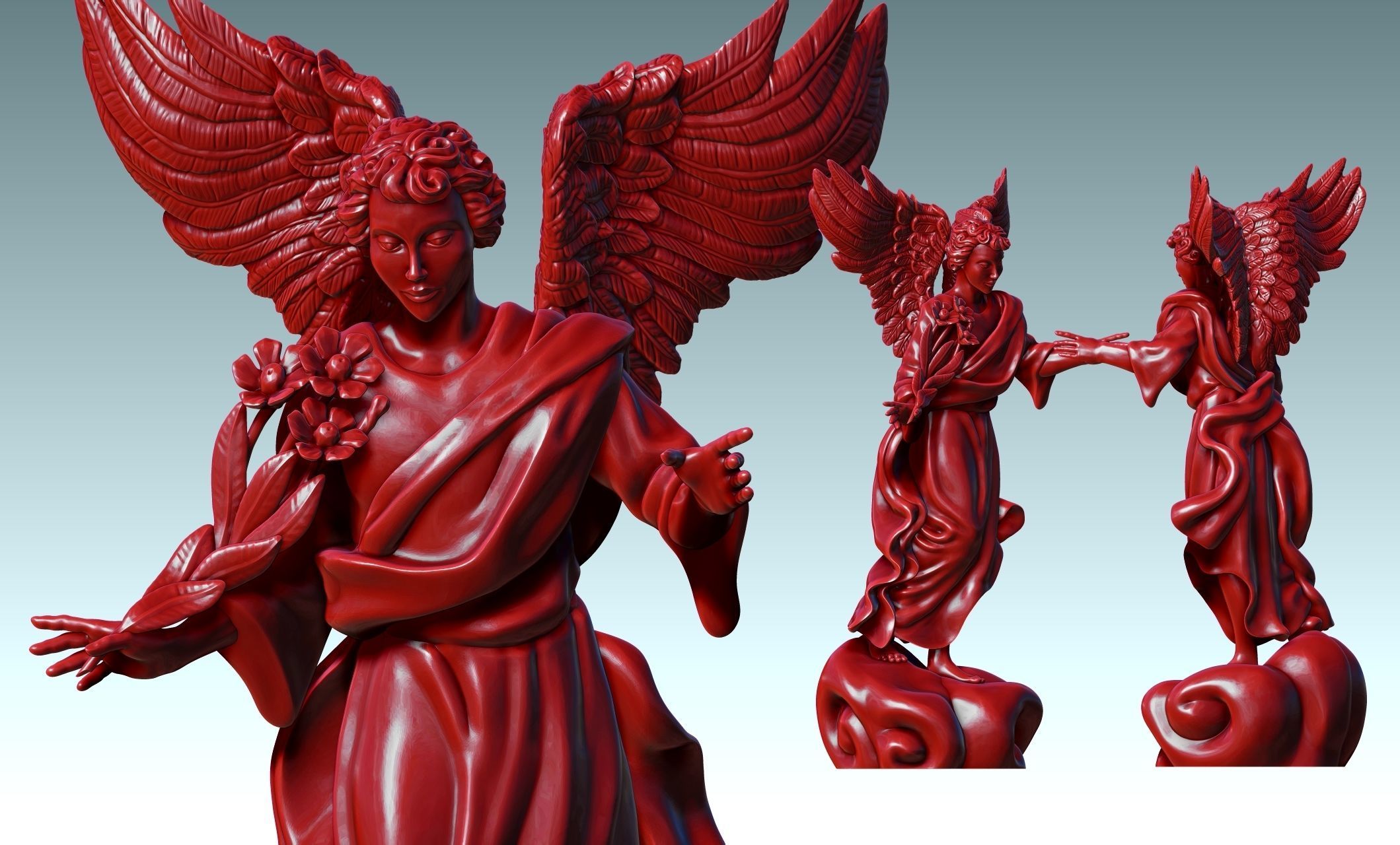 Uriel Archangel - Metal - Wood - CNC Rounting and 3D print model_18