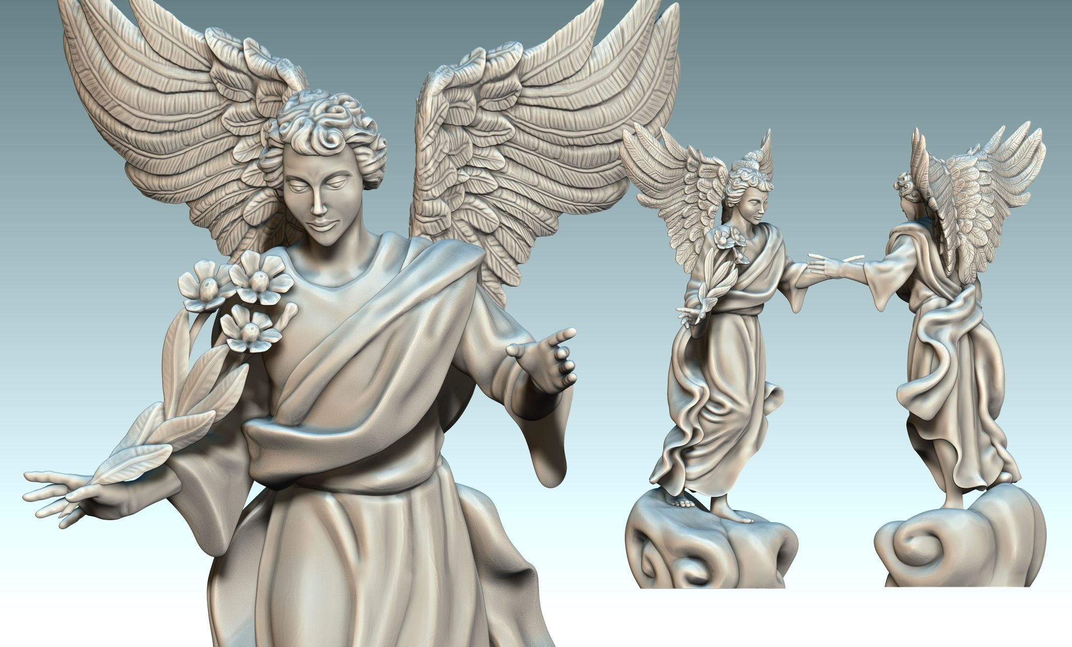 Uriel Archangel - Metal - Wood - CNC Rounting and 3D print model_28